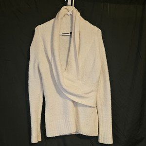 New Moda International Cream Ivory Faux Wrap Wool Blend Sweater Large